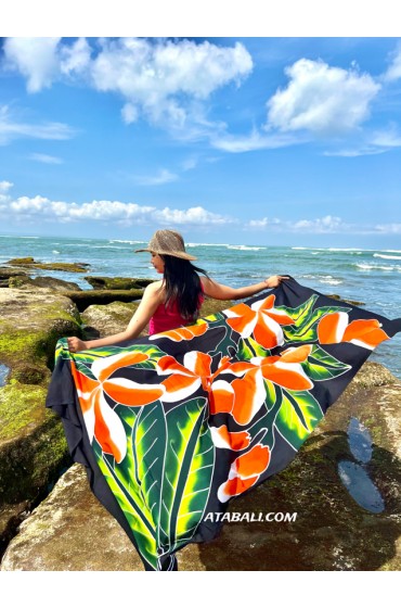 Hand Painted Floral Sarong in Black color